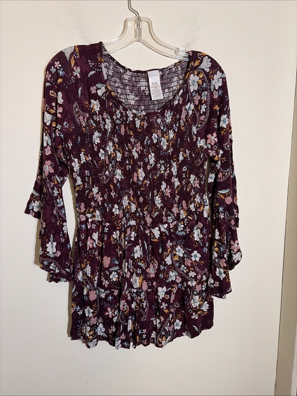 Time And True Women’s Top Burgundy Long Sleeve